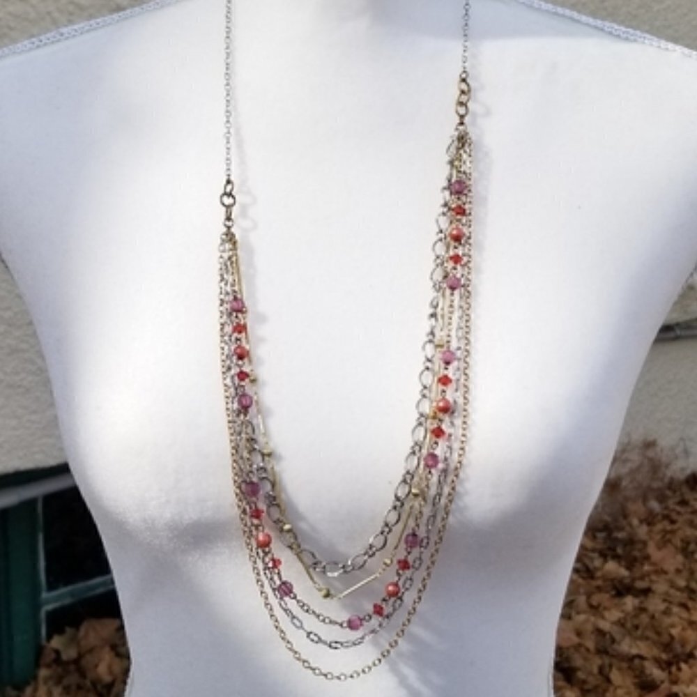 Express layered multi-strand chain necklace